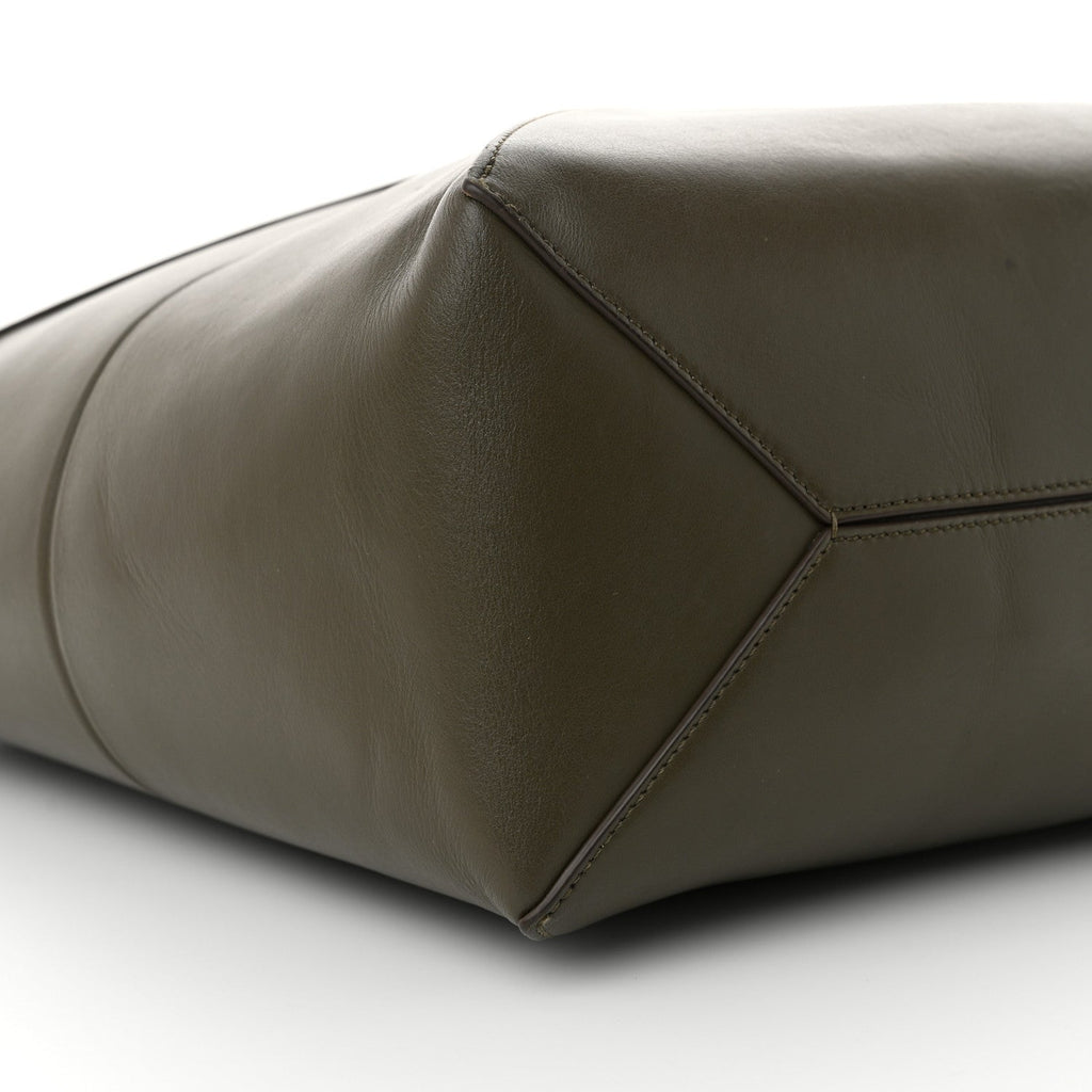 Shiny Calfskin Medium Puzzle Fold Tote Umber