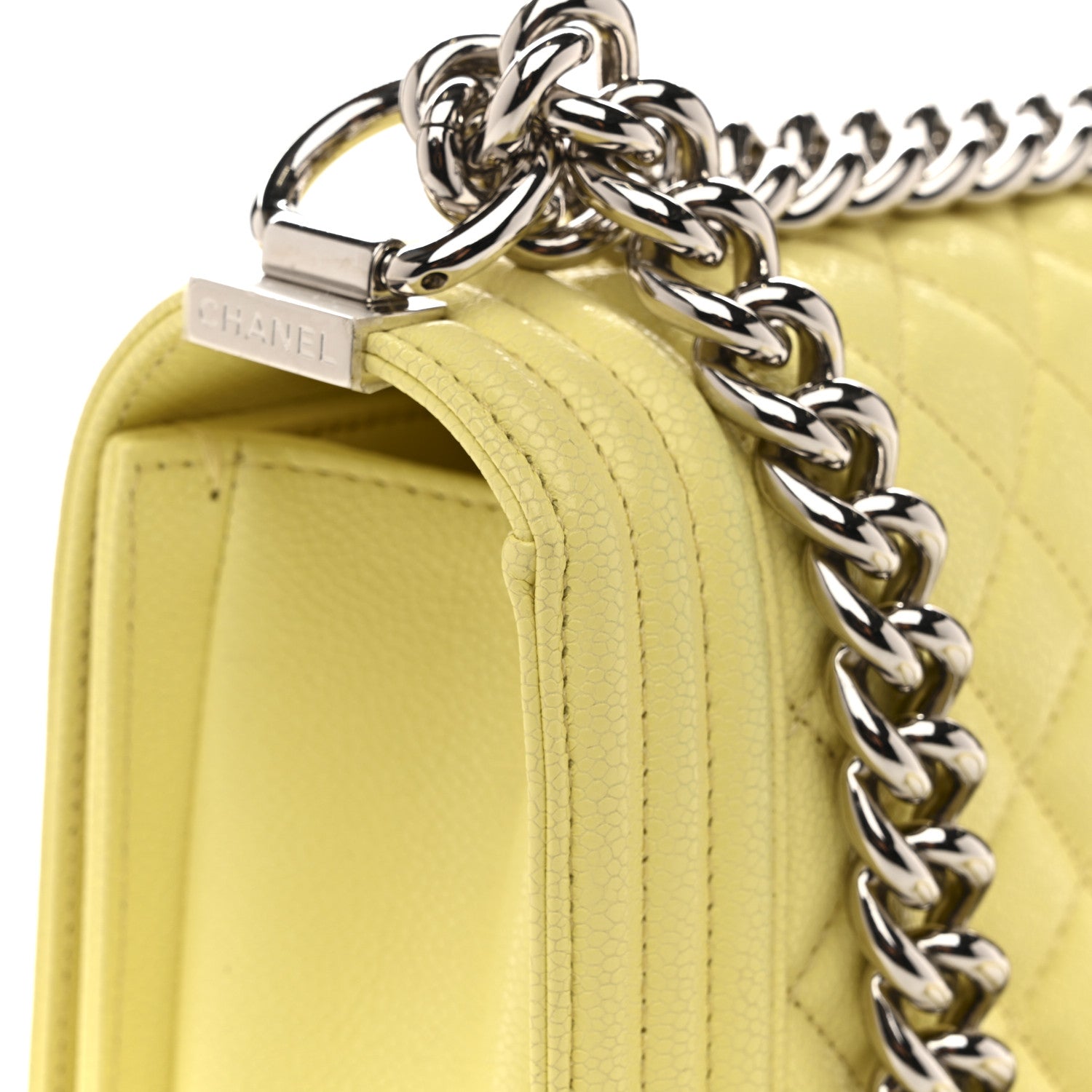 Caviar Quilted Medium Boy Flap Yellow