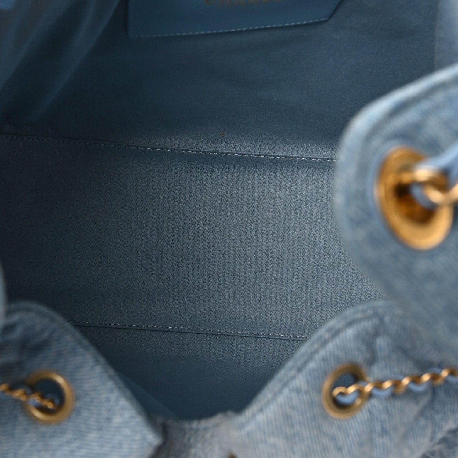 Washed Denim Quilted Medium Chanel 25 Handbag Blue