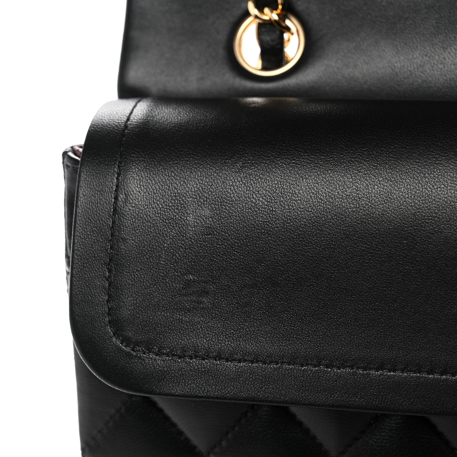 Lambskin Quilted Medium Double Flap Black