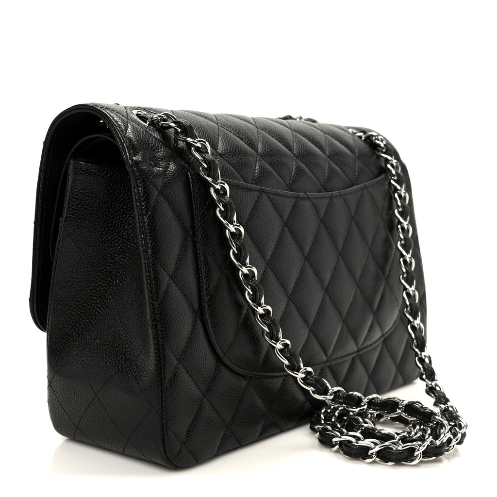 Caviar Quilted Jumbo Double Flap Black