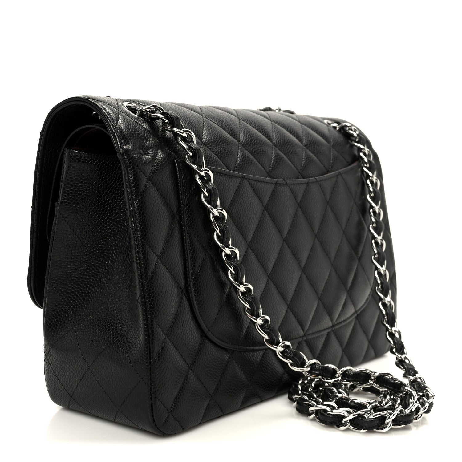 Caviar Quilted Jumbo Double Flap Black
