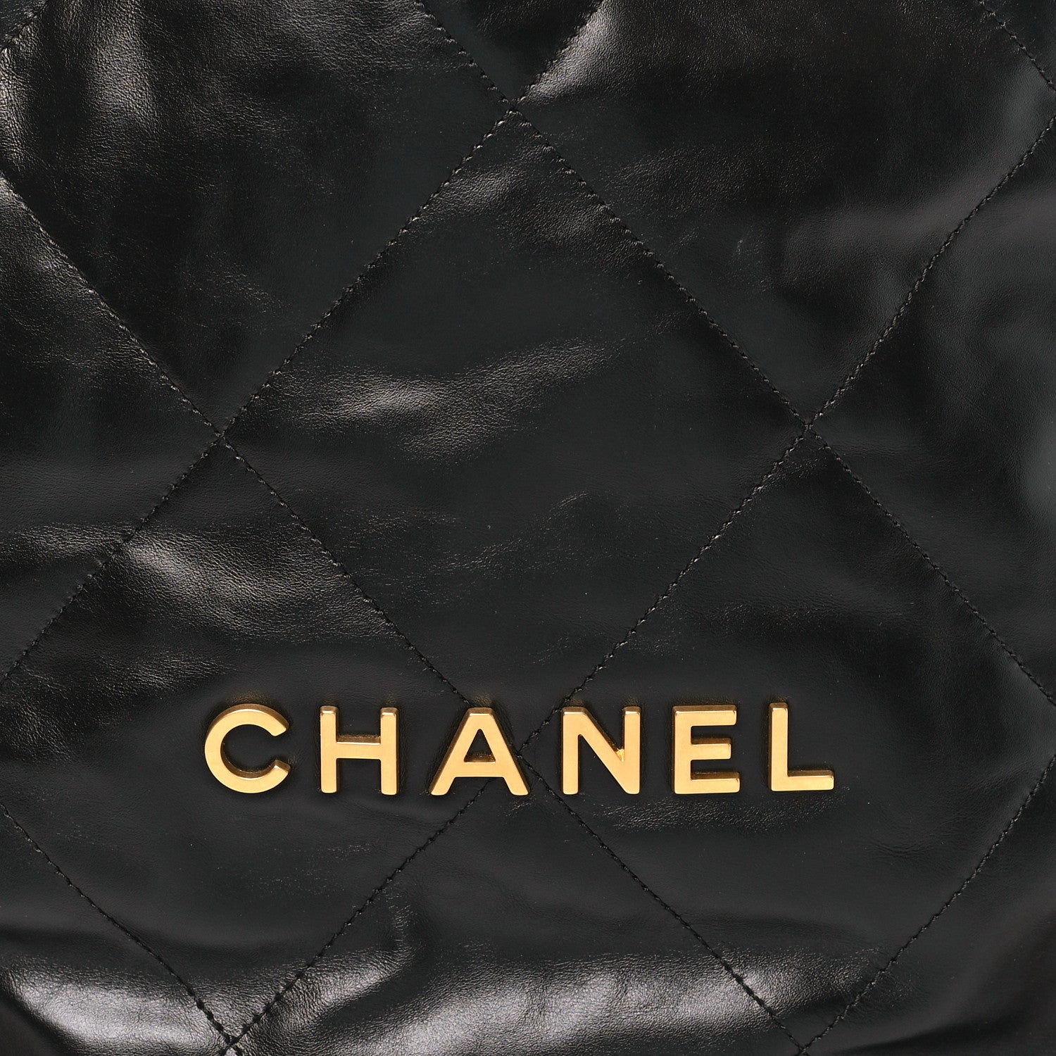 Shiny Calfskin Quilted Chanel 22 Backpack Black