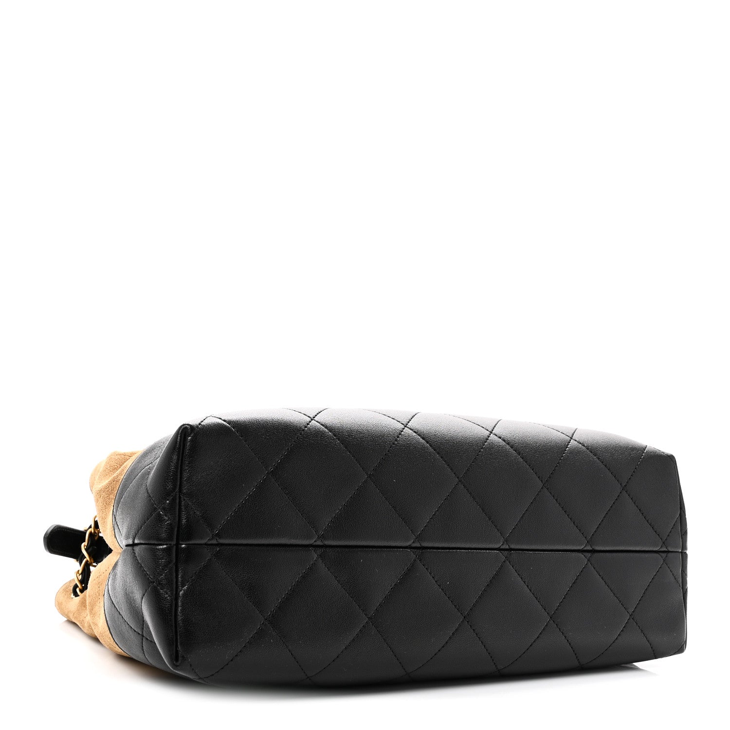 Suede Calfskin Shiny Lambskin Quilted Small Coco Base Shopping Bag Beige Black