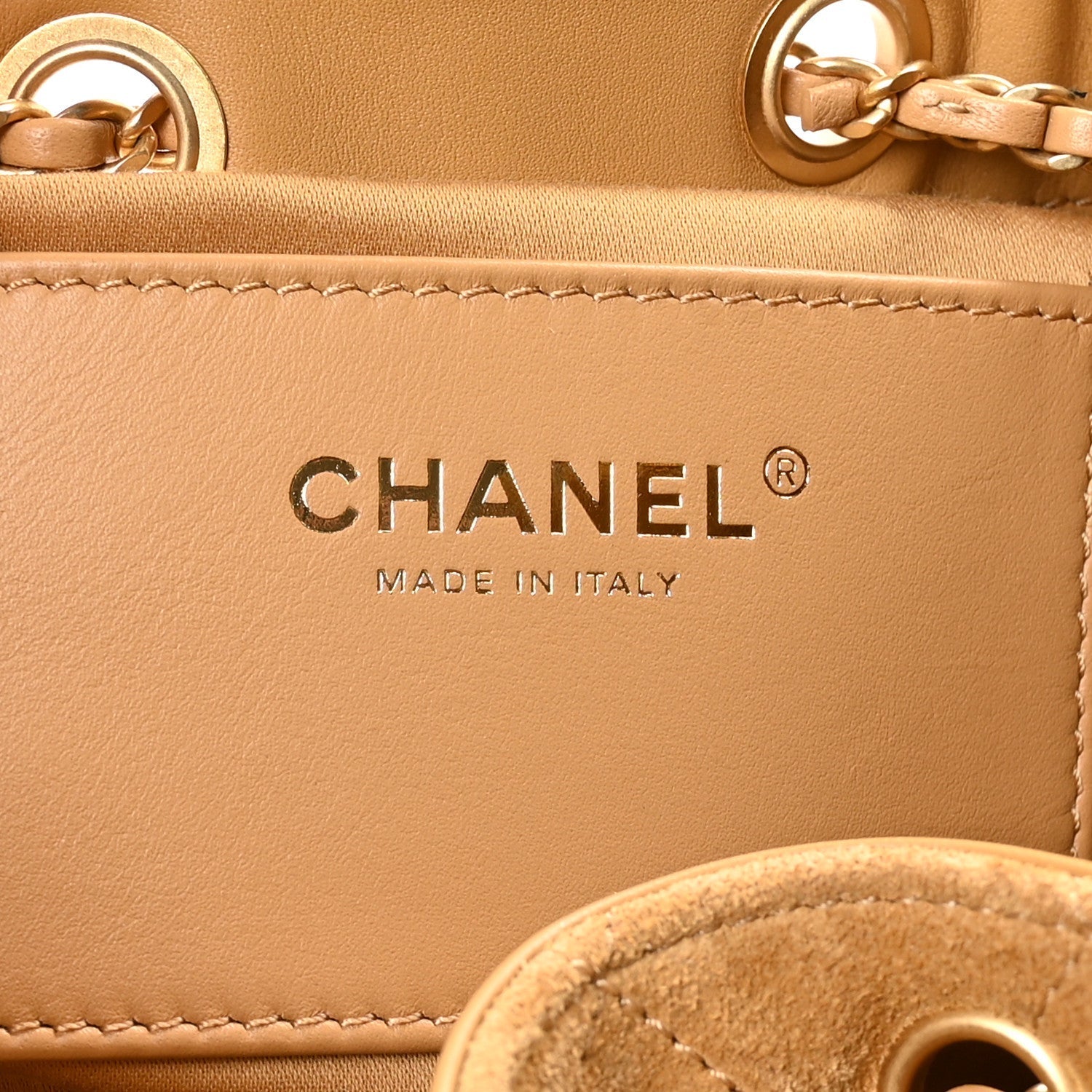 Suede Quilted Small Chanel 25 Handbag Beige