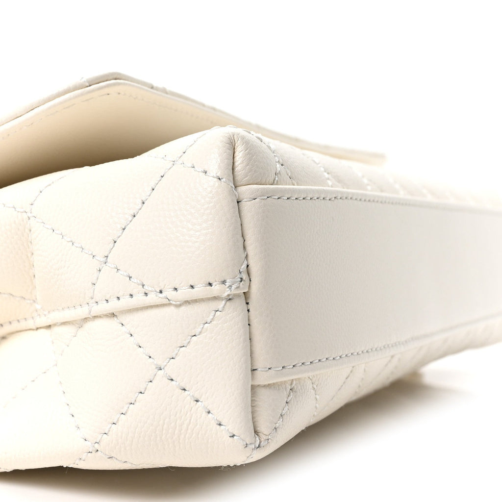Caviar Quilted Maxi East West Coco Handle Flap White