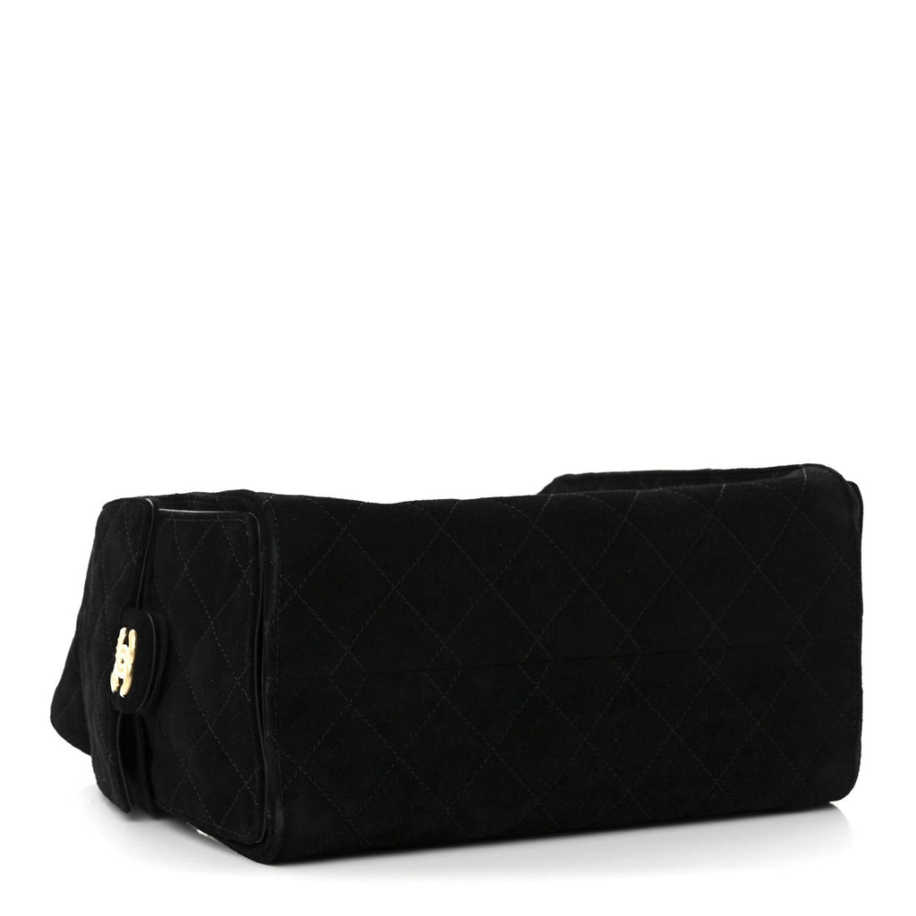 Suede Quilted Small Chanel 25 Handbag Black