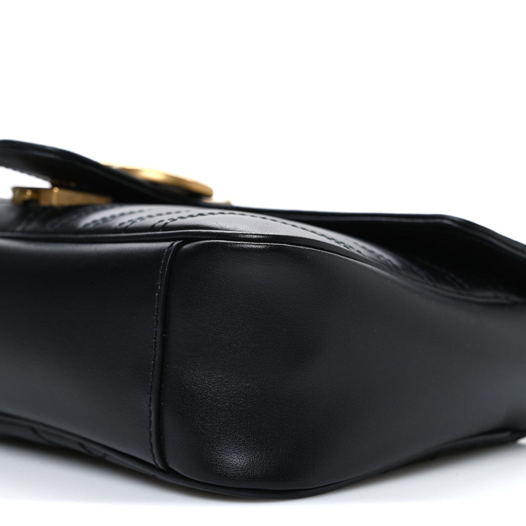 Calfskin Matelasse Small GG Marmont Shoulder Bag Black