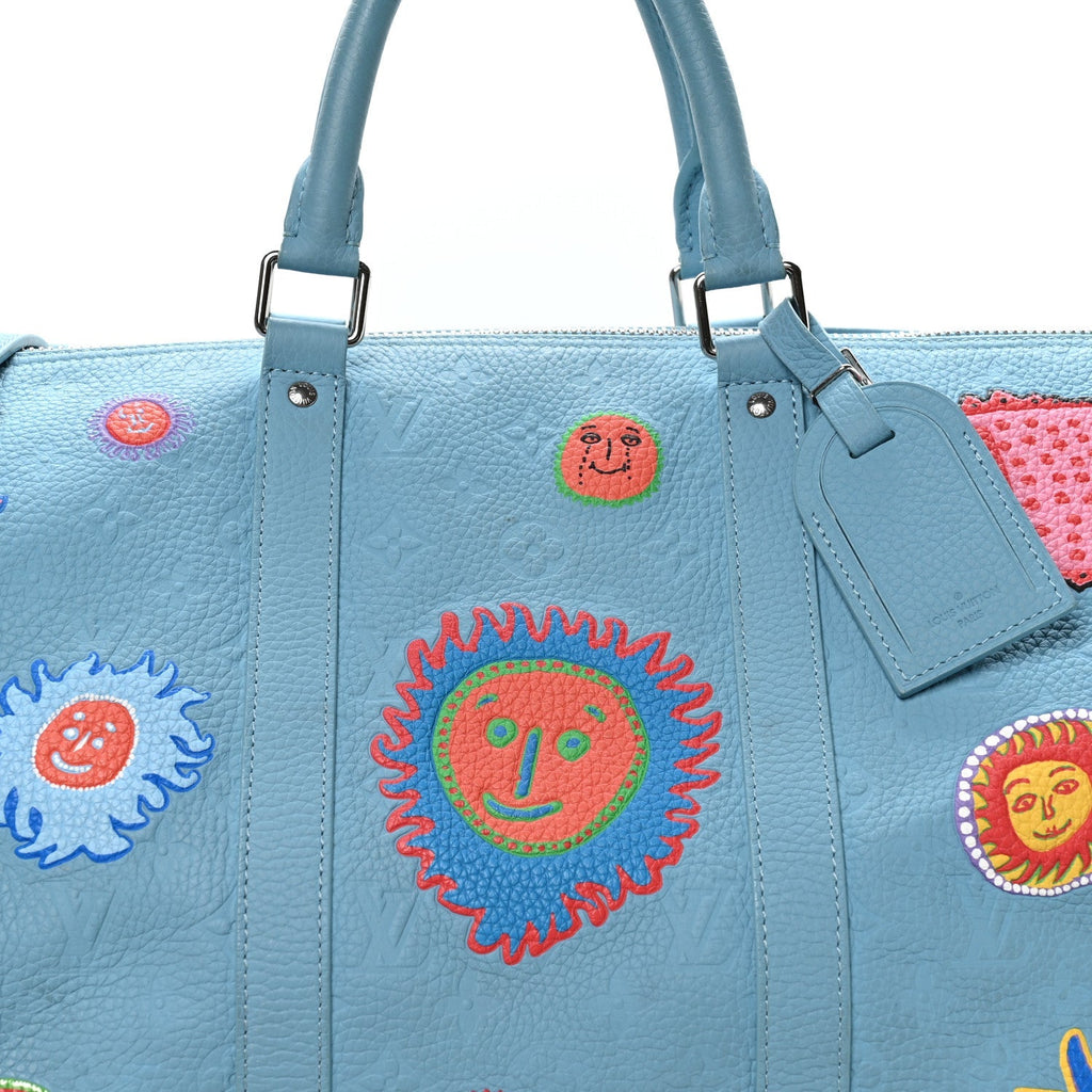 LV X YK Taurillon Monogram Keepall Bandouliere 50 Blue Multicolor