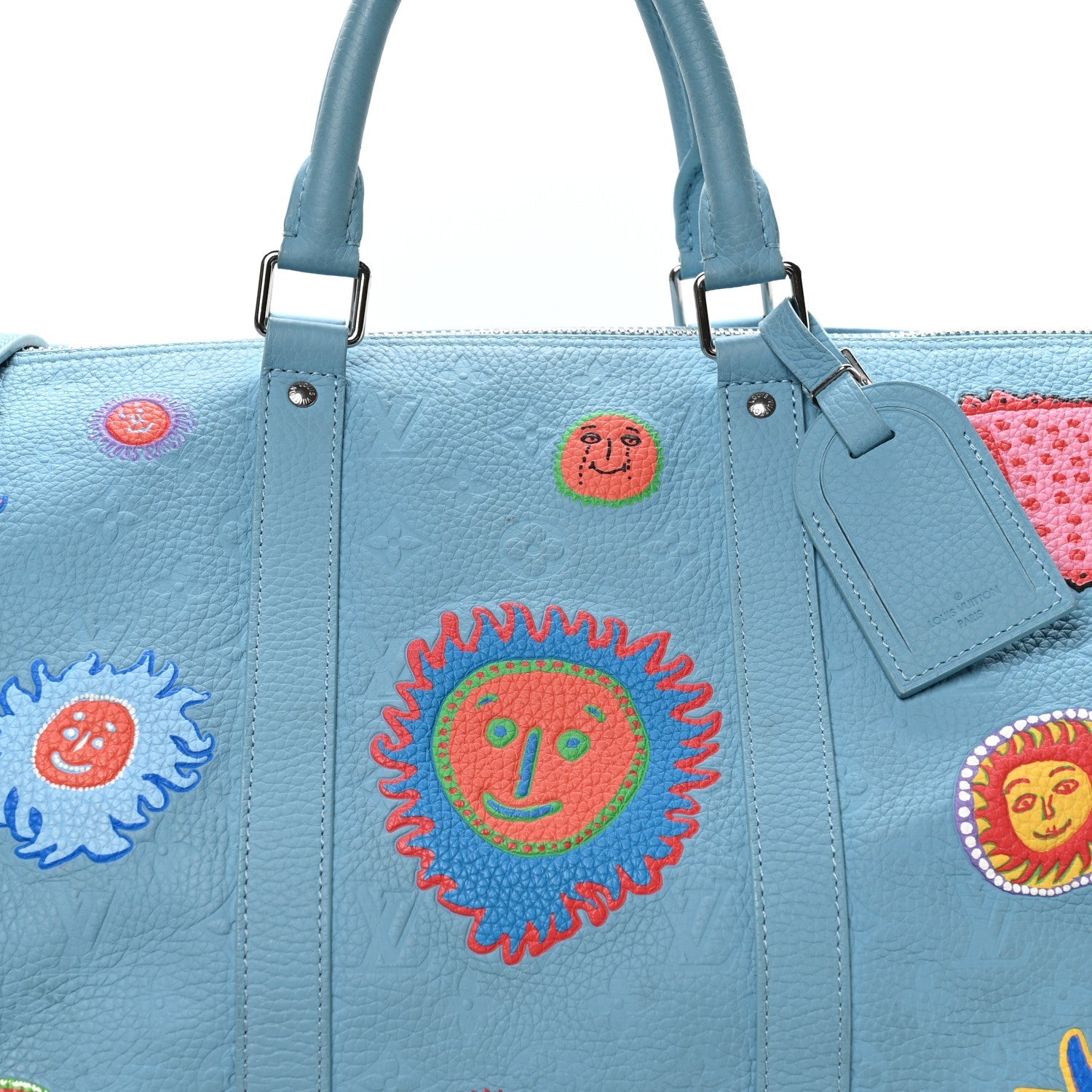 LV X YK Taurillon Monogram Keepall Bandouliere 50 Blue Multicolor