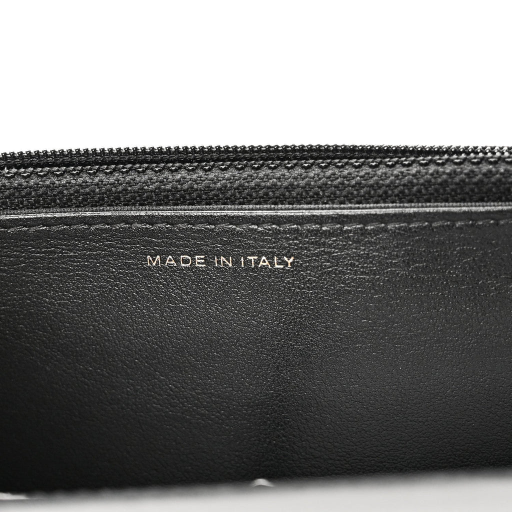 Calfskin Elaphe Double Chevron Mini Wallet On Chain WOC Black