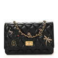 Aged Calfskin Lucky Charms 2.55 Reissue Wallet on Chain WOC Black