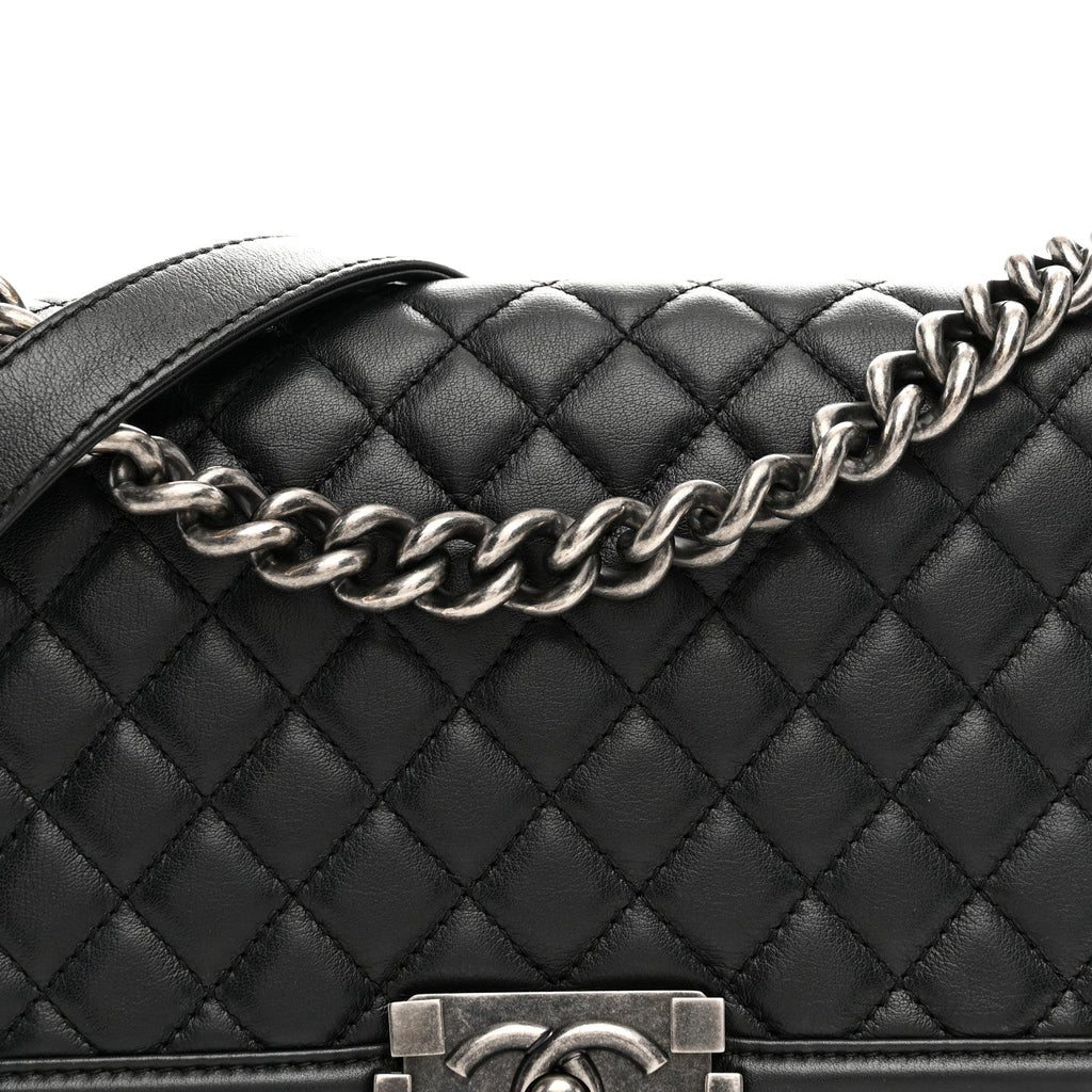 Calfskin Quilted Medium Boy Flap Black