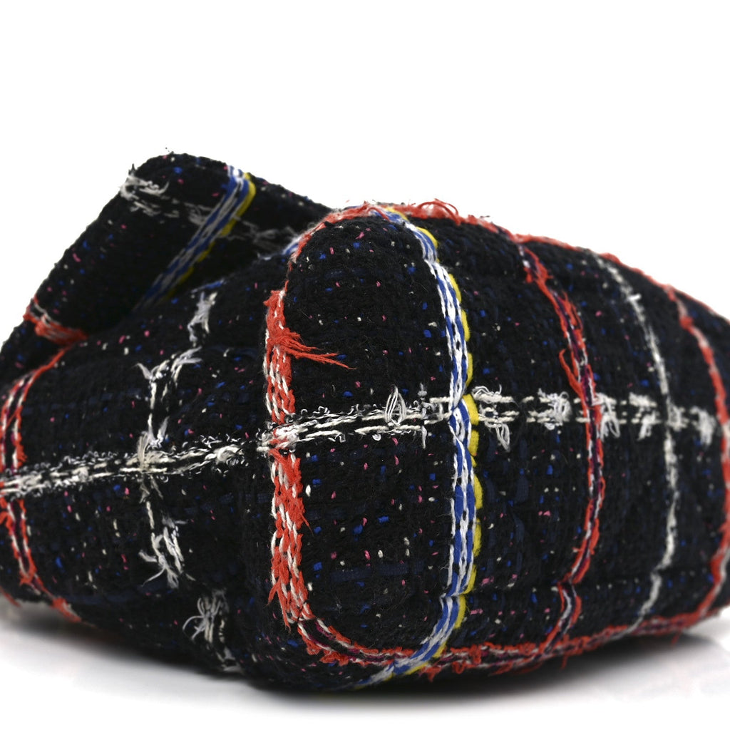 Tweed Quilted Large Chanel 19 Flap Black Orange Blue