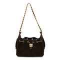 Suede Quilted Mini Chanel 25 Handbag Dark Brown