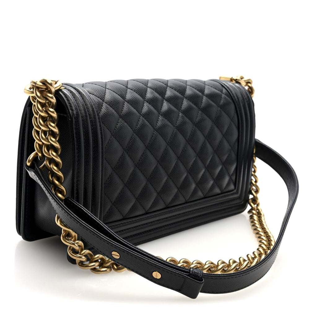 Caviar Quilted Medium Boy Flap Black