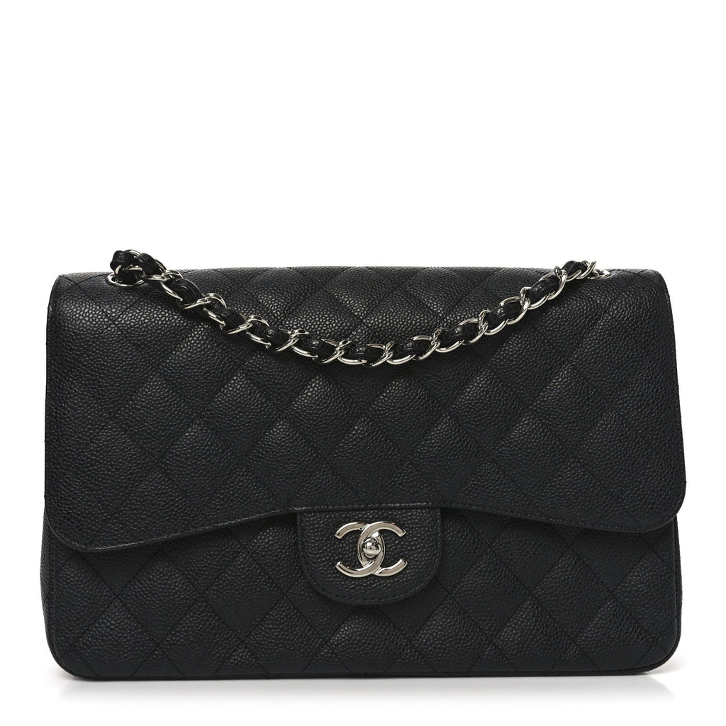 Caviar Quilted Jumbo Double Flap Black