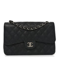 Caviar Quilted Jumbo Double Flap Black