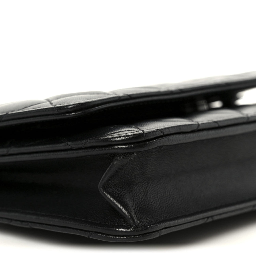 Lambskin Quilted Wallet On Chain WOC So Black