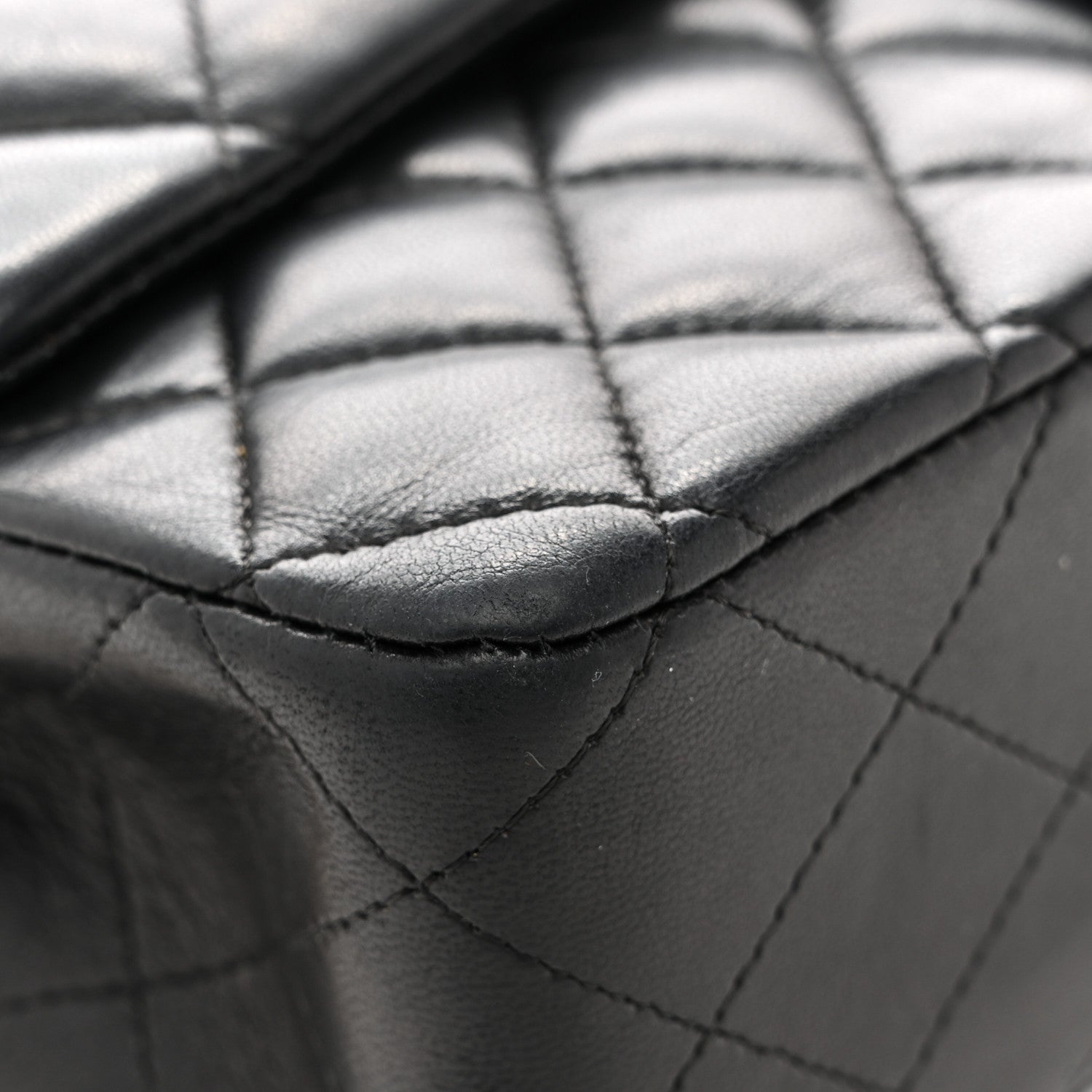 Lambskin Quilted Medium Double Flap Black