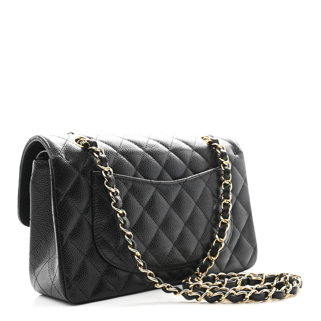 Caviar Quilted Small Double Flap Black