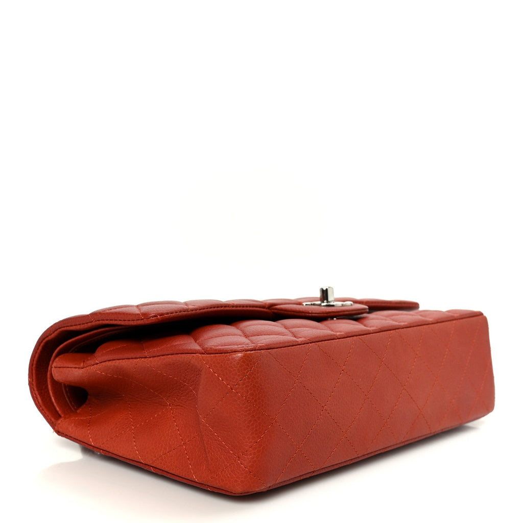 Caviar Quilted Medium Double Flap Red