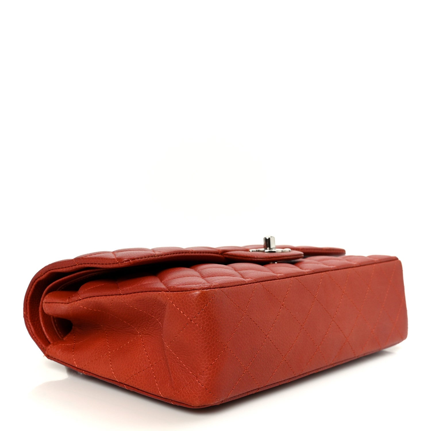 Caviar Quilted Medium Double Flap Red