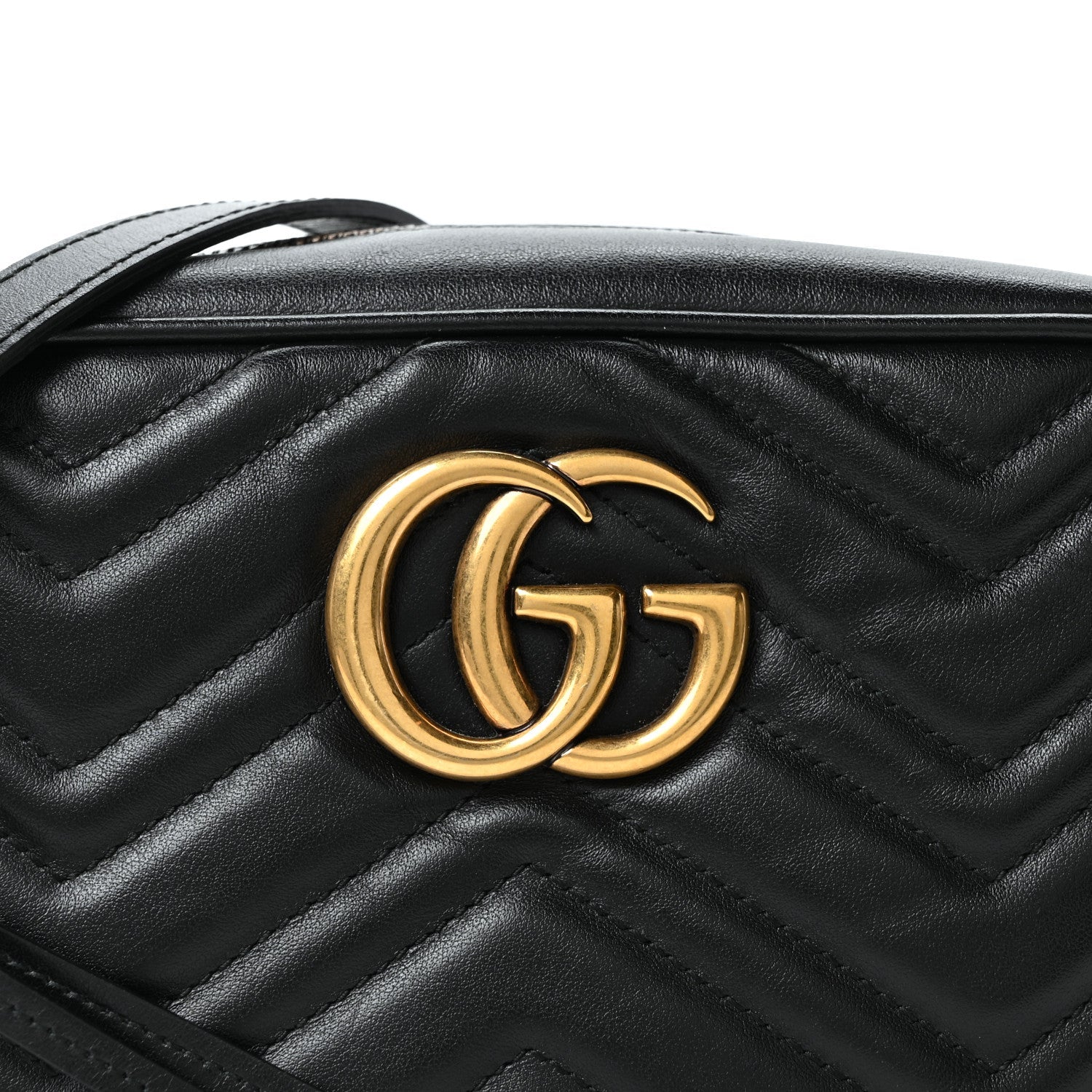 Calfskin Matelasse Small GG Marmont Chain Shoulder Bag Black