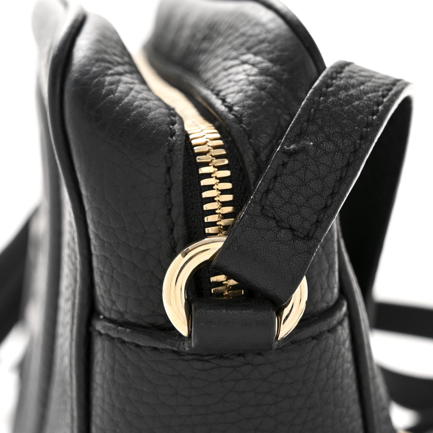 Pebbled Calfskin Small Soho Disco Bag Black