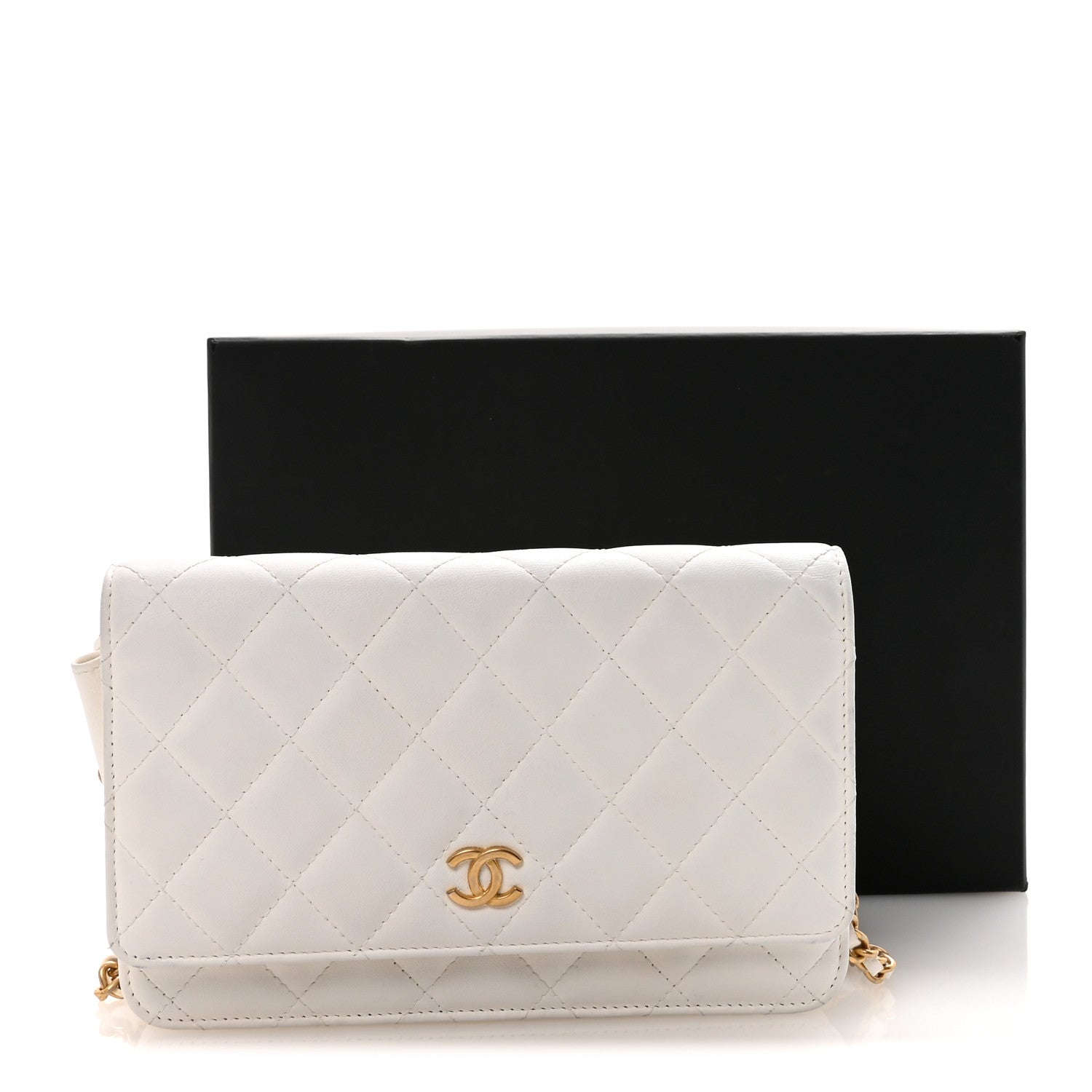 Lambskin Quilted Romance Wallet On Chain WOC White