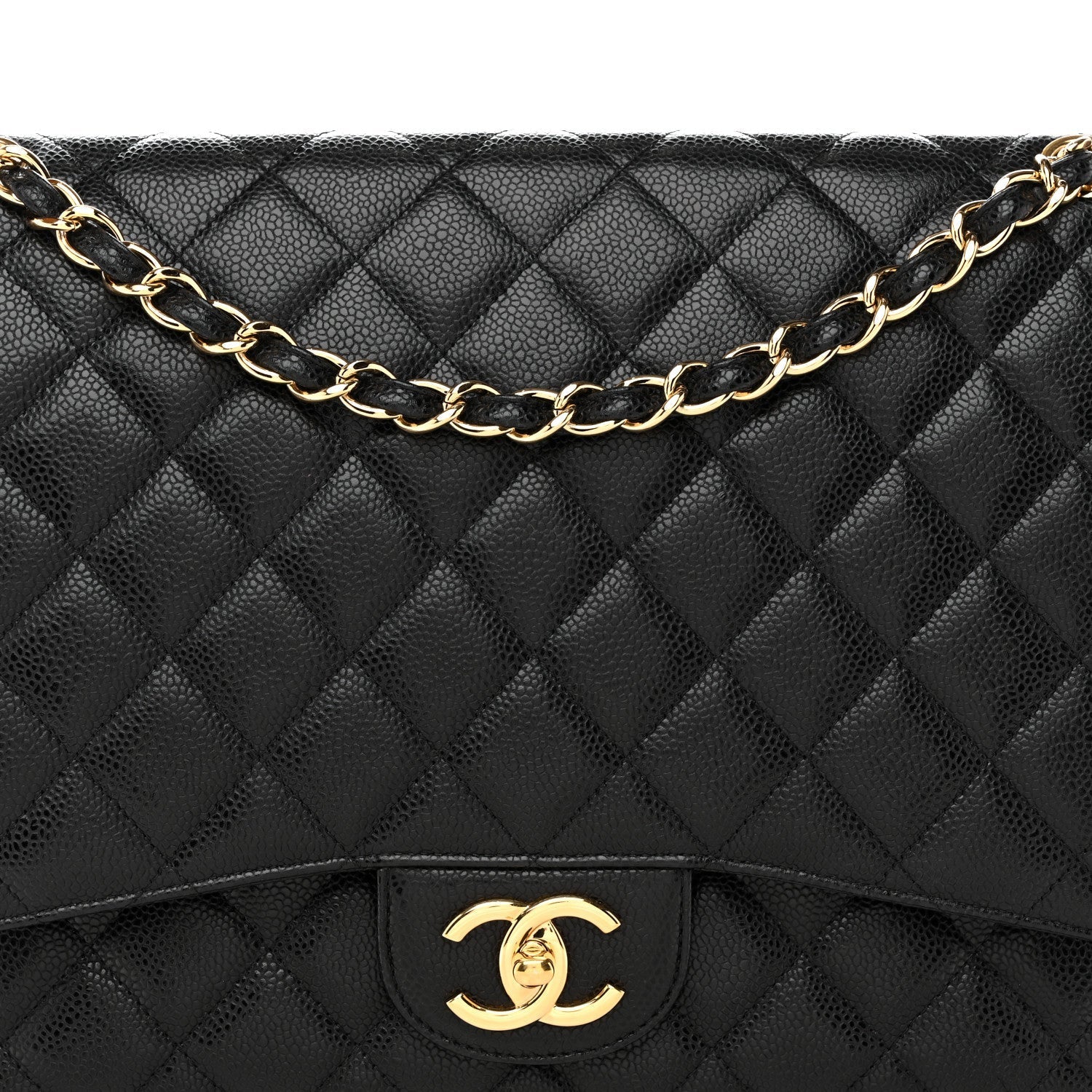 Caviar Quilted Maxi Double Flap Black