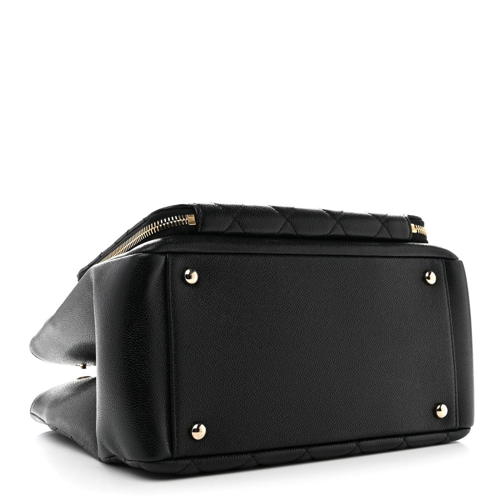 Caviar Quilted Small Business Affinity Shopping Bag Black