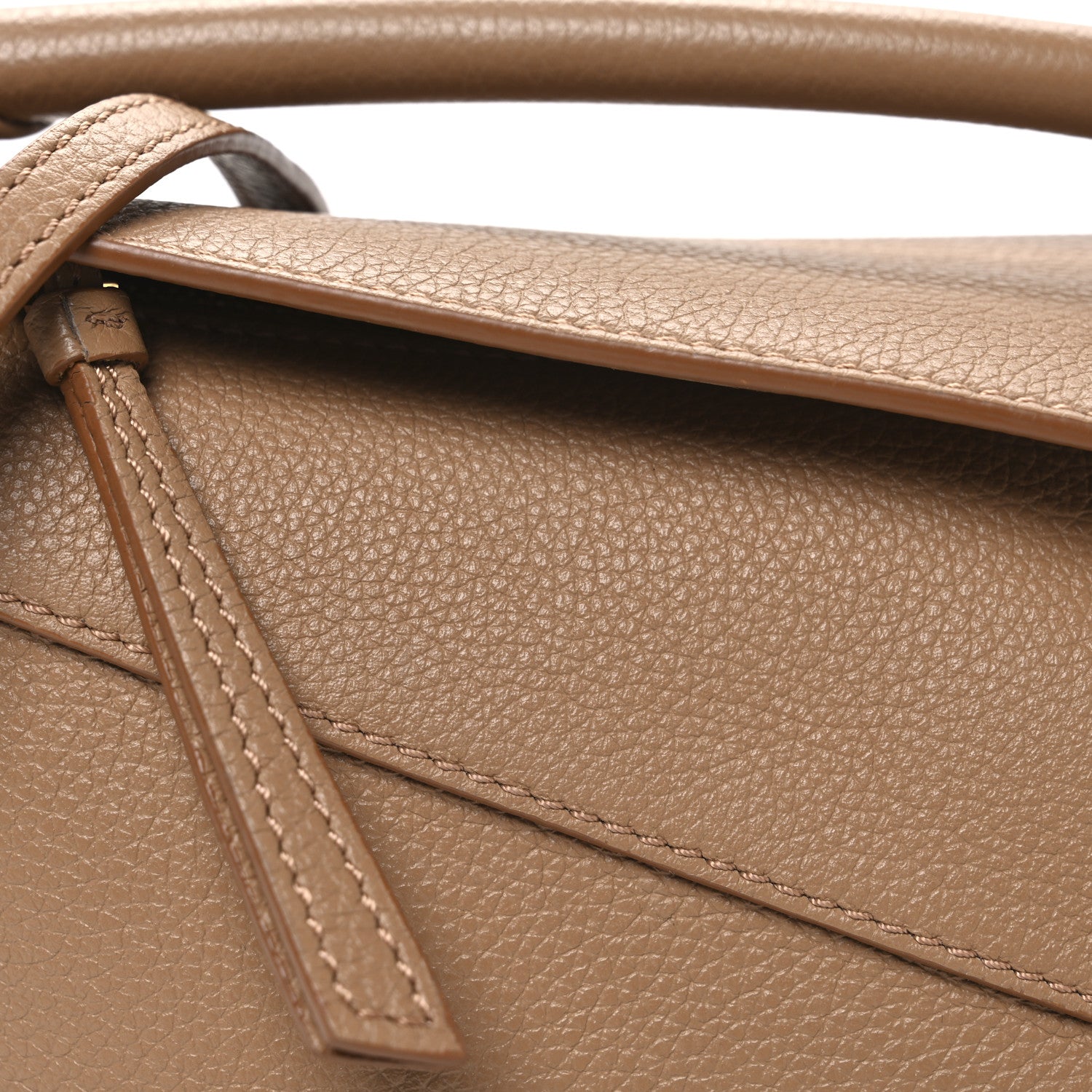 Soft Grained Calfskin Mini Puzzle Edge Toffee