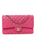 Lambskin Quilted Medium Double Flap Pink