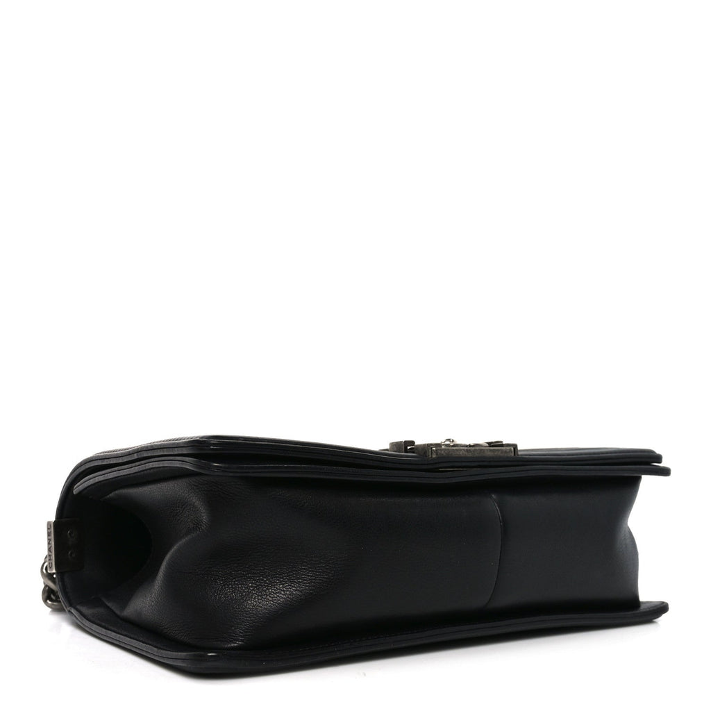 Calfskin Quilted Medium Boy Flap Black
