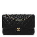 Caviar Quilted Jumbo Double Flap Black
