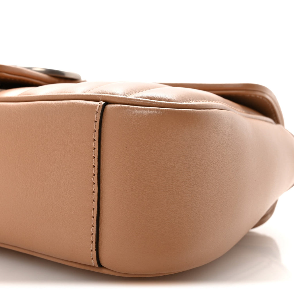 Calfskin Matelasse Aria Small GG Marmont Shoulder Bag Camelia