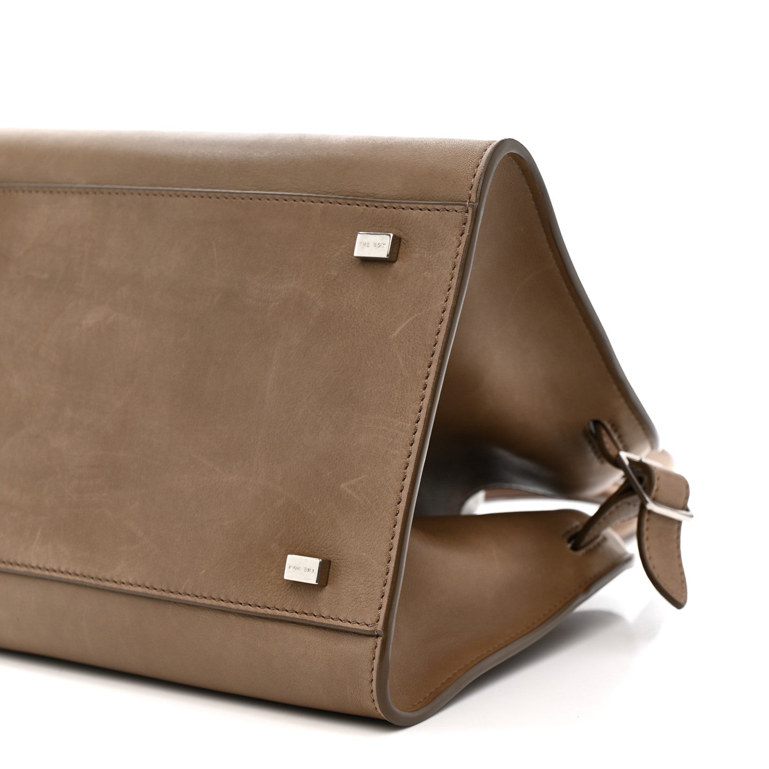 Polished Saddle Calfskin Soft Margaux 10 Bag Mouse Grey