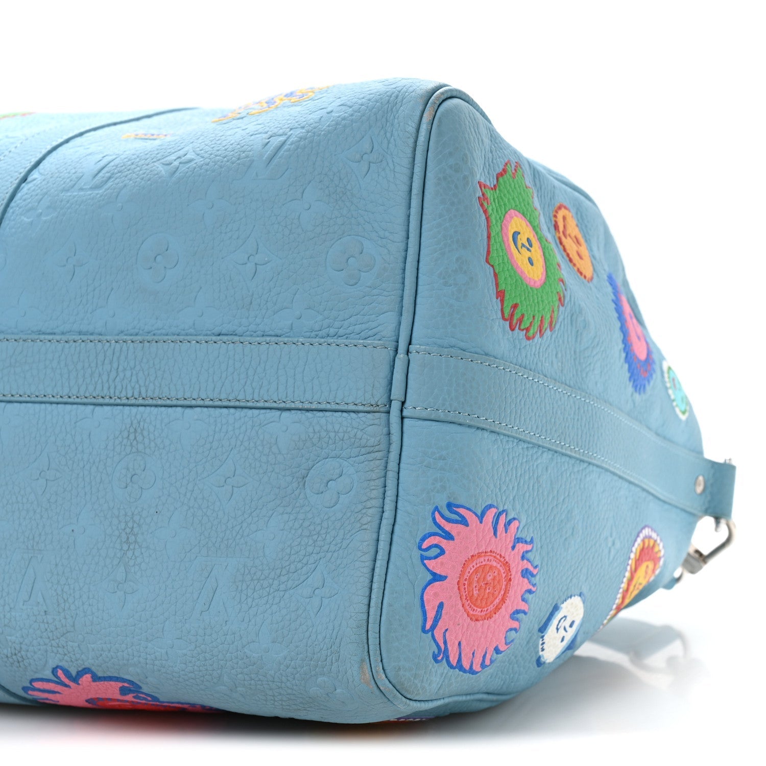 LV X YK Taurillon Monogram Keepall Bandouliere 50 Blue Multicolor