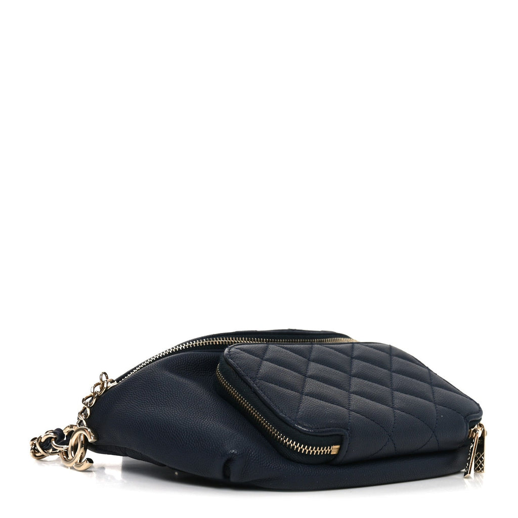 Caviar Quilted Business Affinity Waist Belt Bag Navy