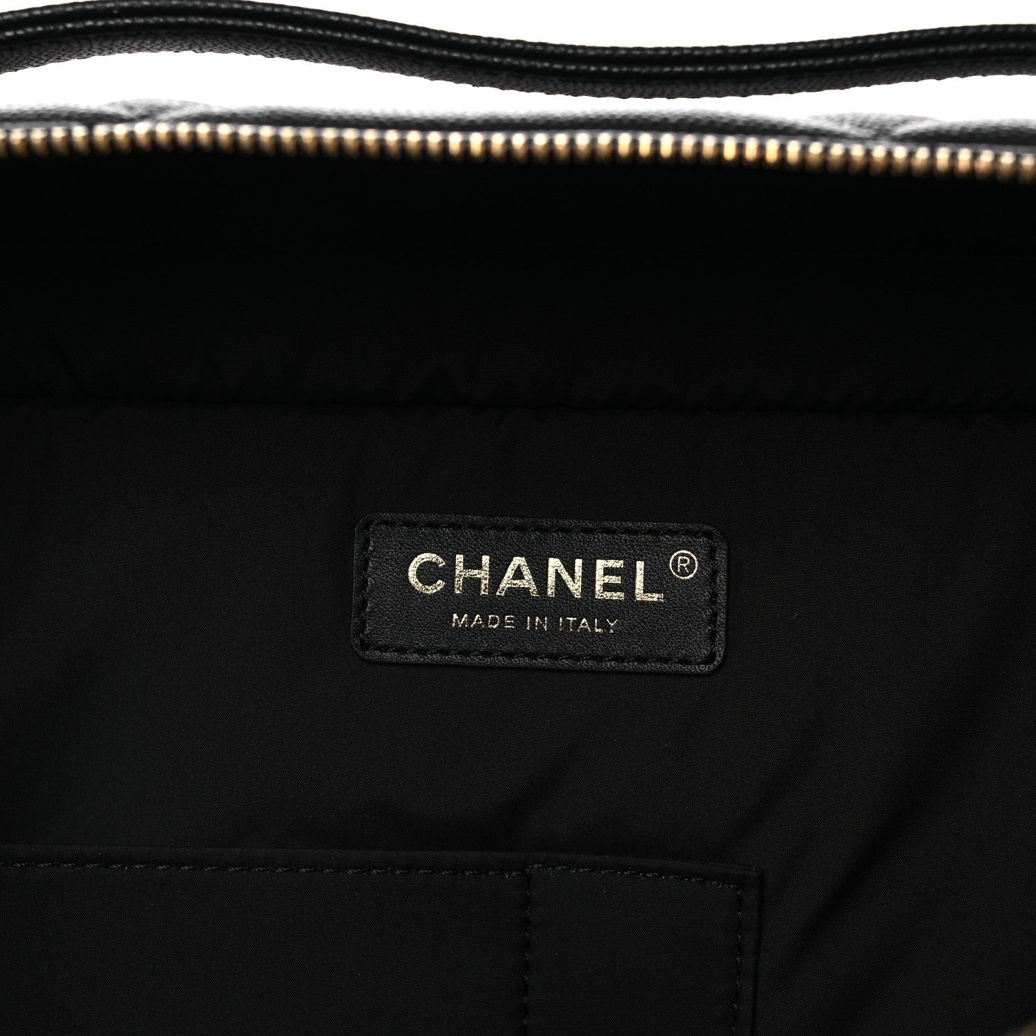Shiny Grained Calfskin Quilted Large Travel Bowling Bag Black