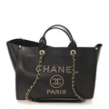 Caviar Medium Studded Deauville Tote Black