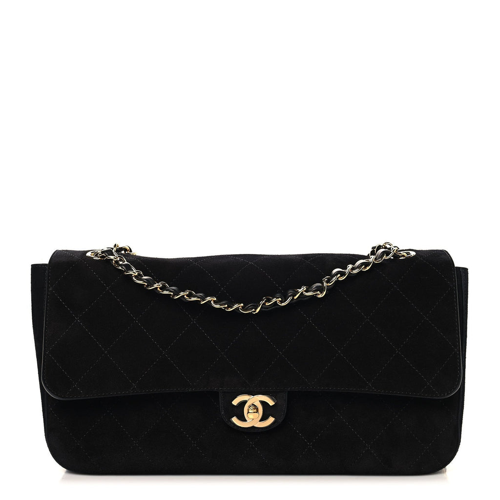 Suede Calfskin Small Souplissimo Maxi Flap Black