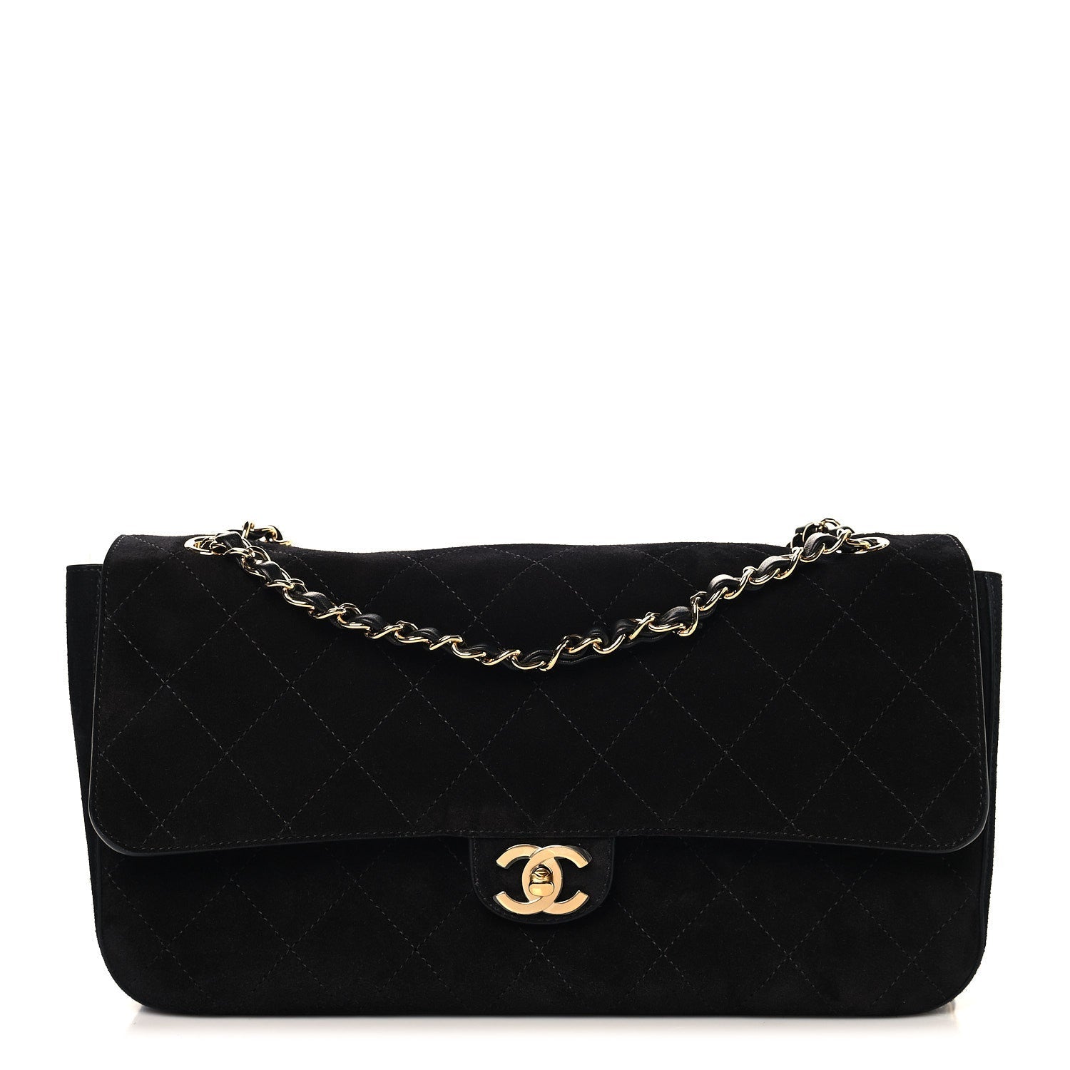 Suede Calfskin Small Souplissimo Maxi Flap Black