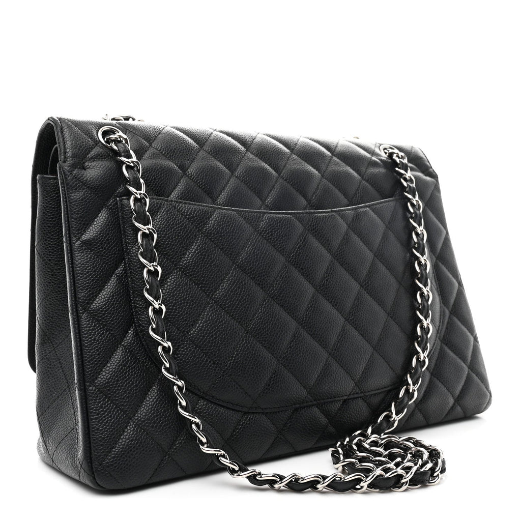 Caviar Quilted Maxi Double Flap Black