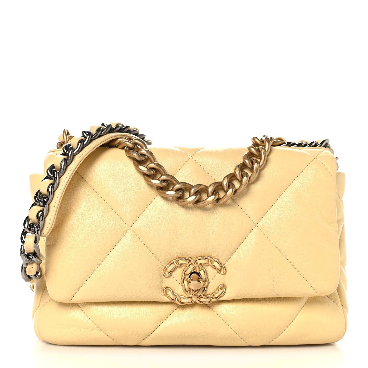 Lambskin Quilted Medium Chanel 19 Flap Yellow