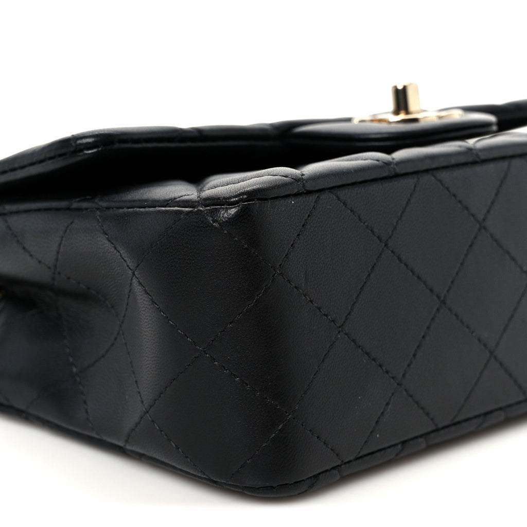 Lambskin Quilted Mini Rectangular Flap Black