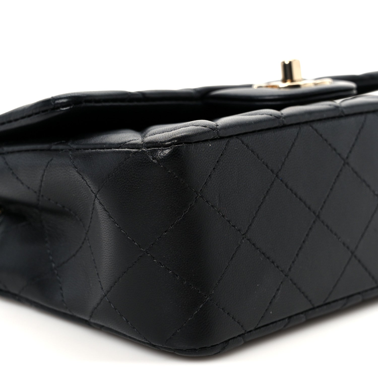 Lambskin Quilted Mini Rectangular Flap Black