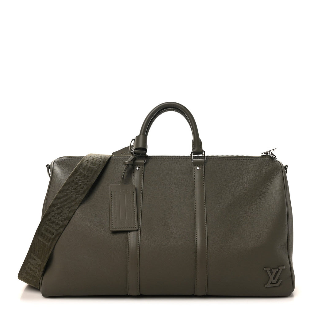 Grained Calfskin Aerogram Keepall Bandouliere 50 Khaki