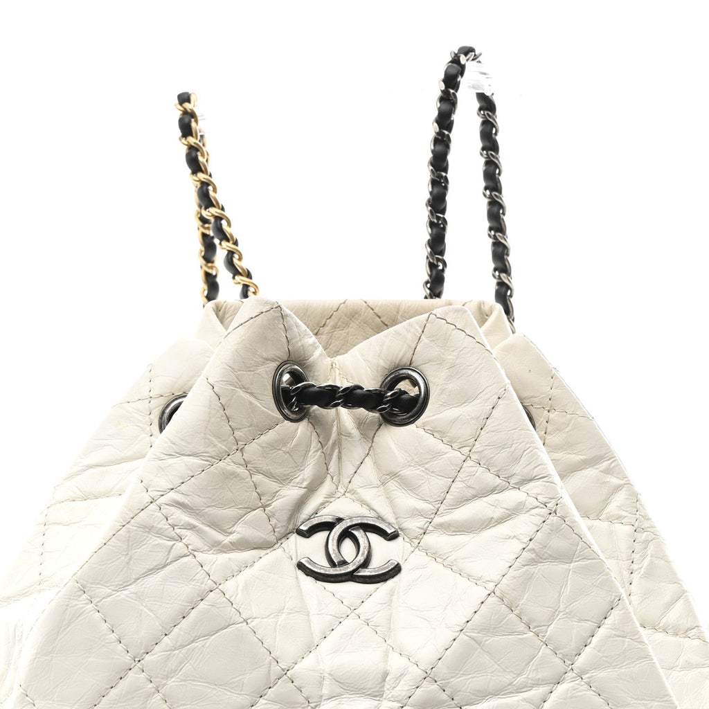 Aged Calfskin Quilted Small Gabrielle Backpack Black White